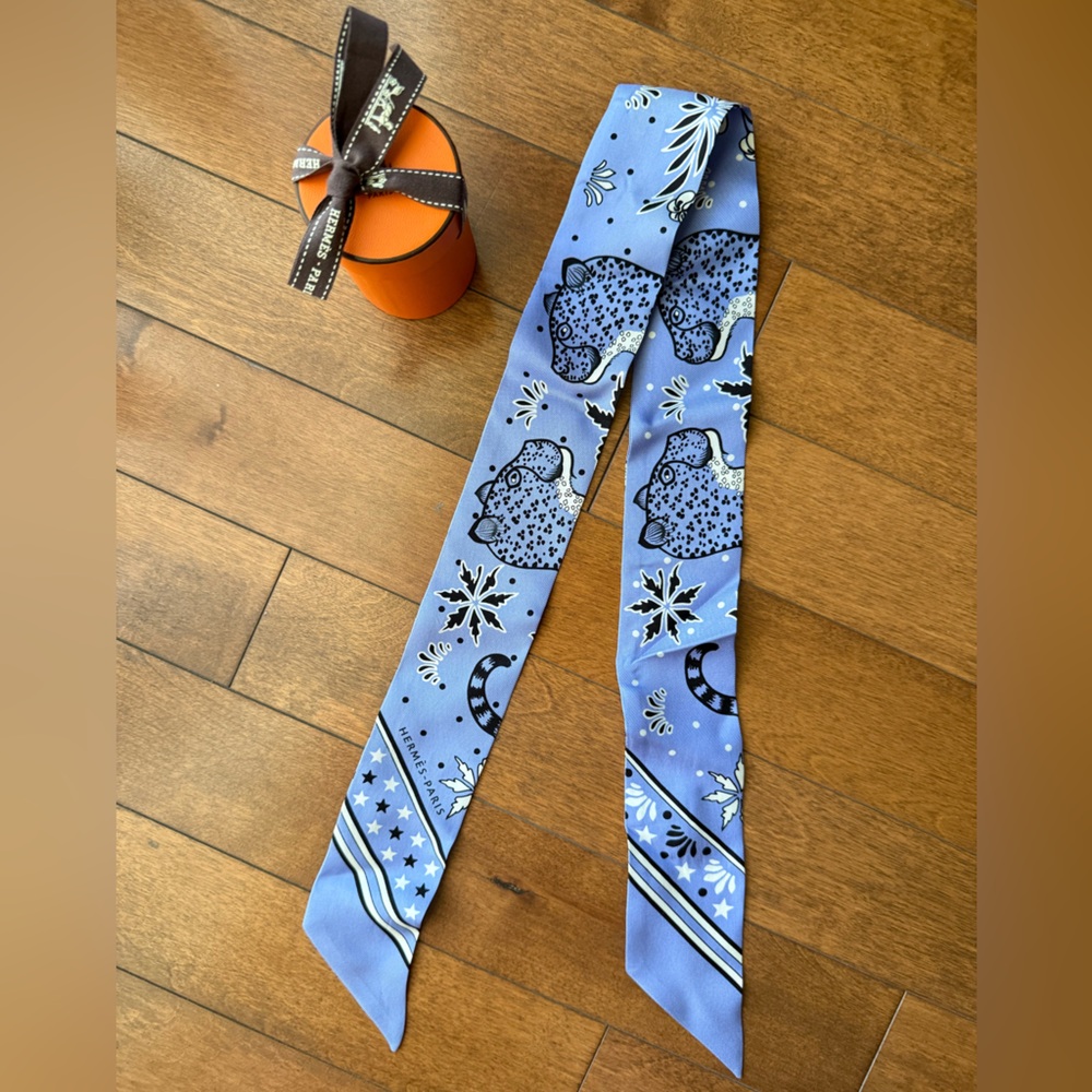 Hermes Les Leopards Twilly Scarf